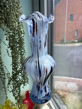 Murano Style Czech Splatter Glass Vase Large Multicoloured Art Glass