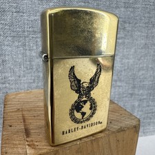 Harley Davidson - Solid Brass ZIPPO LIGHTER - 1932 -1990 SLIMLINE  - UNFIRED