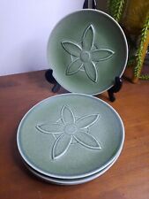 4 x Branksome China Green Flower Plates approx 6-1/4"  dia  Vintage Rare