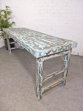 Vintage Reclaimed Folding Solid Wooden Wedding Event Console Trestle Table Desk