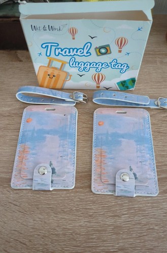 Luggage tags set pu - of,