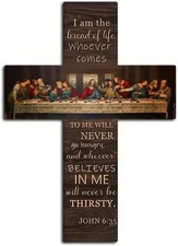 TTPSRY Crucifix Wall Cross Plaque Wall Hanging Last Supper Digital Oil Painting