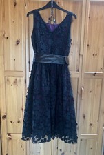 Audrey Hepburn Inspired/ Lindy Hop Style Size 10 Black Floral Over Dk Purple