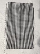 Primark black white dogtooth houndstooth retro stretch pencil midi skirt size 8