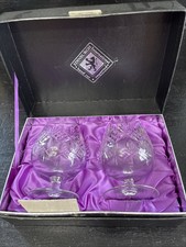 Vintage Boxed Set Of 2 Edinburgh Lead Crystal Brandy Glasses Unused