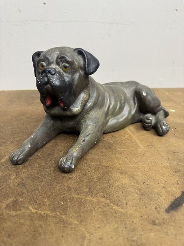 Chalkware recumbent bulldog - chalkware,