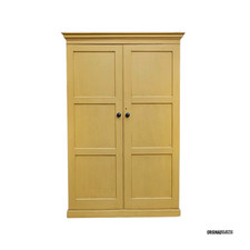 SOLD Large Antique Pine Housekeepers School Linen Cupboard Mustard Yellow