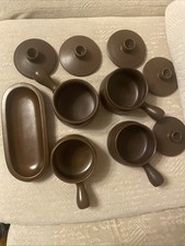 4 X Denby Langley Mayflower Soup Bowls +5 Lids. + Dudson Bread Dish