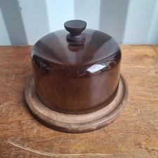 Cheese board Vintage, heavy glass dome, wood board