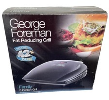 GEORGE FOREMAN 5 PORTION FAT REDUCING GRILL ‘FAMILY’ Used IN ORIGINAL PACKAGING