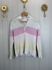 Vintage 90s S 8-12 Pastel Striped Cotton Knit Jumper