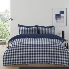Tartan Check Duvet Cover Reversible Quilt Bedding Pillowcase Single Double King