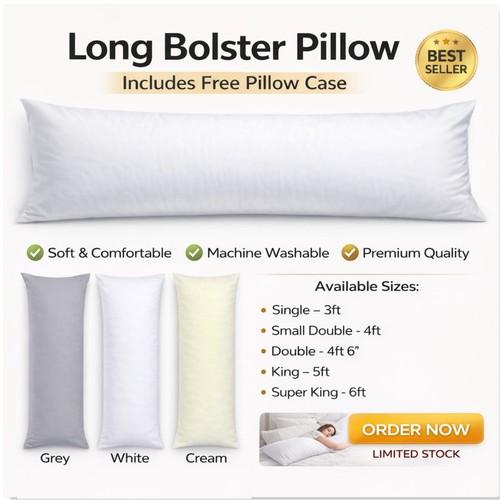 Long bolster pillow with free - pillow,
