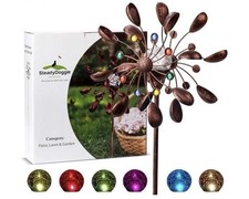SteadyDoggie Solar Wind Spinner - Metal Garden Decor with Multi-Color Changing