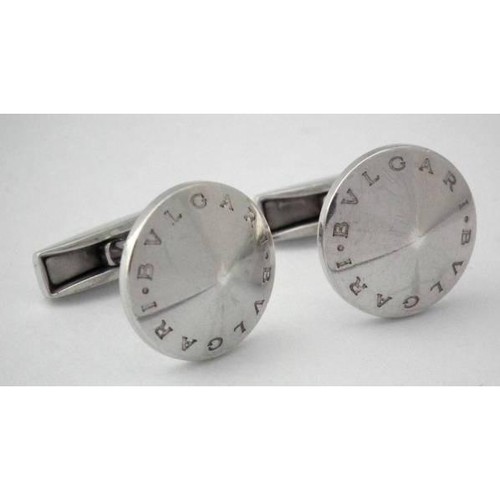 Bulgari silver cufflinks round - bulgari,