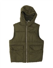 ZARA Mens Hooded Padded Gilet UK 36 Small Green Polyester AZ15
