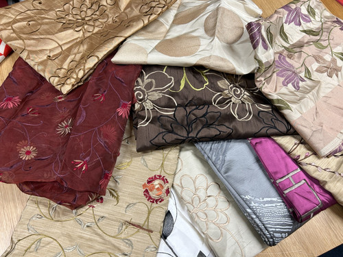 Embroidered faux silk remnants - embroidered,
