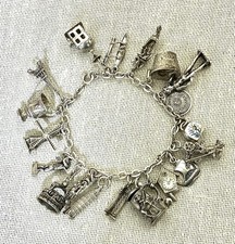 Vtg 800 Silver Charm Bracelet