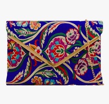 Royal blue floral satin