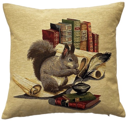 Grey squirrel with books - grey,