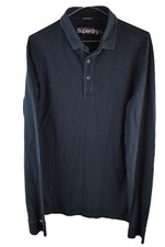 SUPERDRY Blue Polo Shirt Size L Mens Long Sleeve Pullover Casual Outdoors
