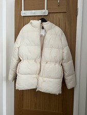 Ladies cream puffa coat - cream,
