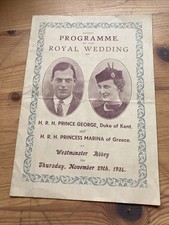 1934 Royal Wedding Programme Prince George & Princess Marina 
