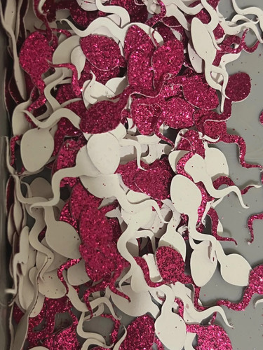 Glitter pink sperm paper - sperm,