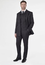 Mens 3 Piece Black Pinstripe