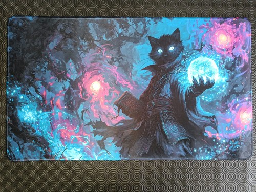 Cat wizard playmat tcg merch - wizard,