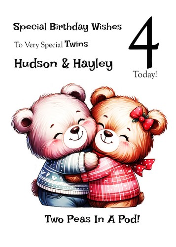 Twins birthday card - birthday,