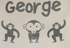 Personalised Monkey Toy Box Vinyl Decal Sticker Label Balloon Sign Lunch Gift