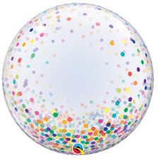 QUALATEX 24 INCH COLOURFUL CONFETTI DOTS DECO BUBBLE BALLOON 24”