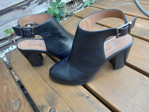 Vionic black leather slingback - black,