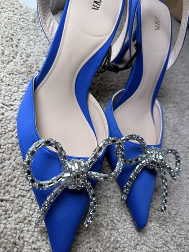 Zara blue embellished bow - blue,