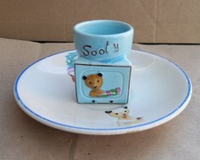 Vintage Sooty Egg Cup And Saucer Staffordshire