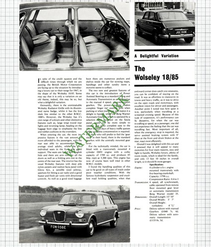 9708 wolseley 85 car - 9708),