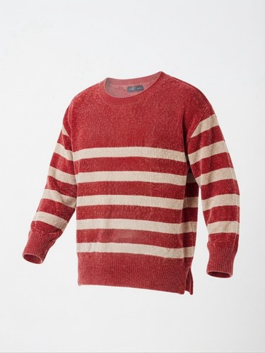 Raspberry beige striped - &,