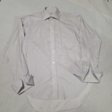 TM Lewin Luxury Regular Fit Striped Shirt Mens 16" Two Fold Cotton Double Cuff