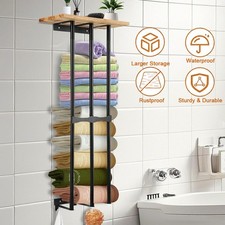 Wall Mounted Towel Rack Bathroom Towel Storage Organizer Metal Shelf Holder