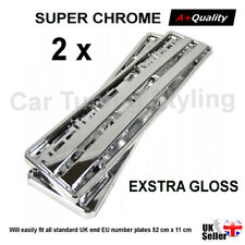 2 x SILVER CHROME SUPER GLOSS NUMBER PLATE HOLDER SURROUNDS CAR FOR Jaguar