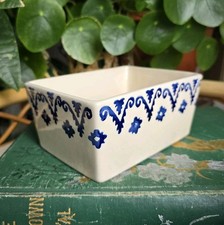 Vintage 1996 Emma Bridgewater Large Butter Dish No Lid Blue White Hand Decorated