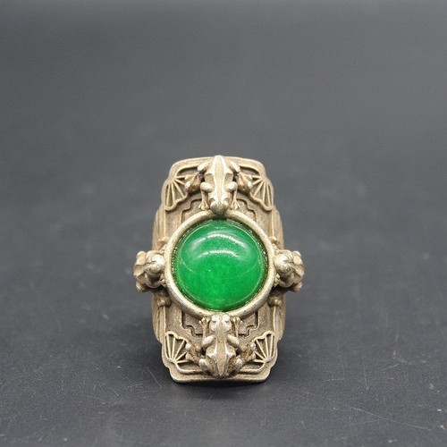 Men green jade ring - jade,