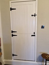 SOLID TIMBER STABLE DOOR SET GREAT CONDITION WITH FITTINGS GLOSS WHITE FINISH 