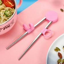 Kids Adult Children Stainless Steel Training Chopsticks Beginner Learning Helper