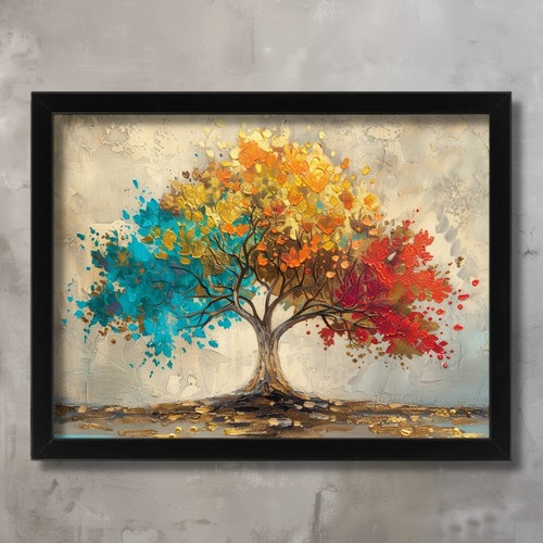 Colourful tree life wall - life,