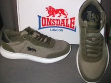 MENS LONSDALE KINROSS KHAKI/BLACK  LACED TRAINERS. SIZES  7