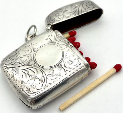Edwardian silver pocket vesta - edwardian,