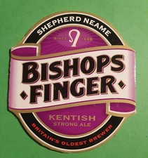 SHEPHERD NEAME brewery BISHOPS FINGER cask ale beer pump clip badge front Kent