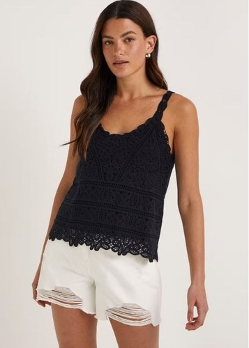 Bnwt black crochet top - black,